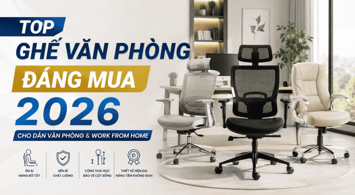 top ghế văn phòng đáng mua 2026 cho dân văn phòng và work from home